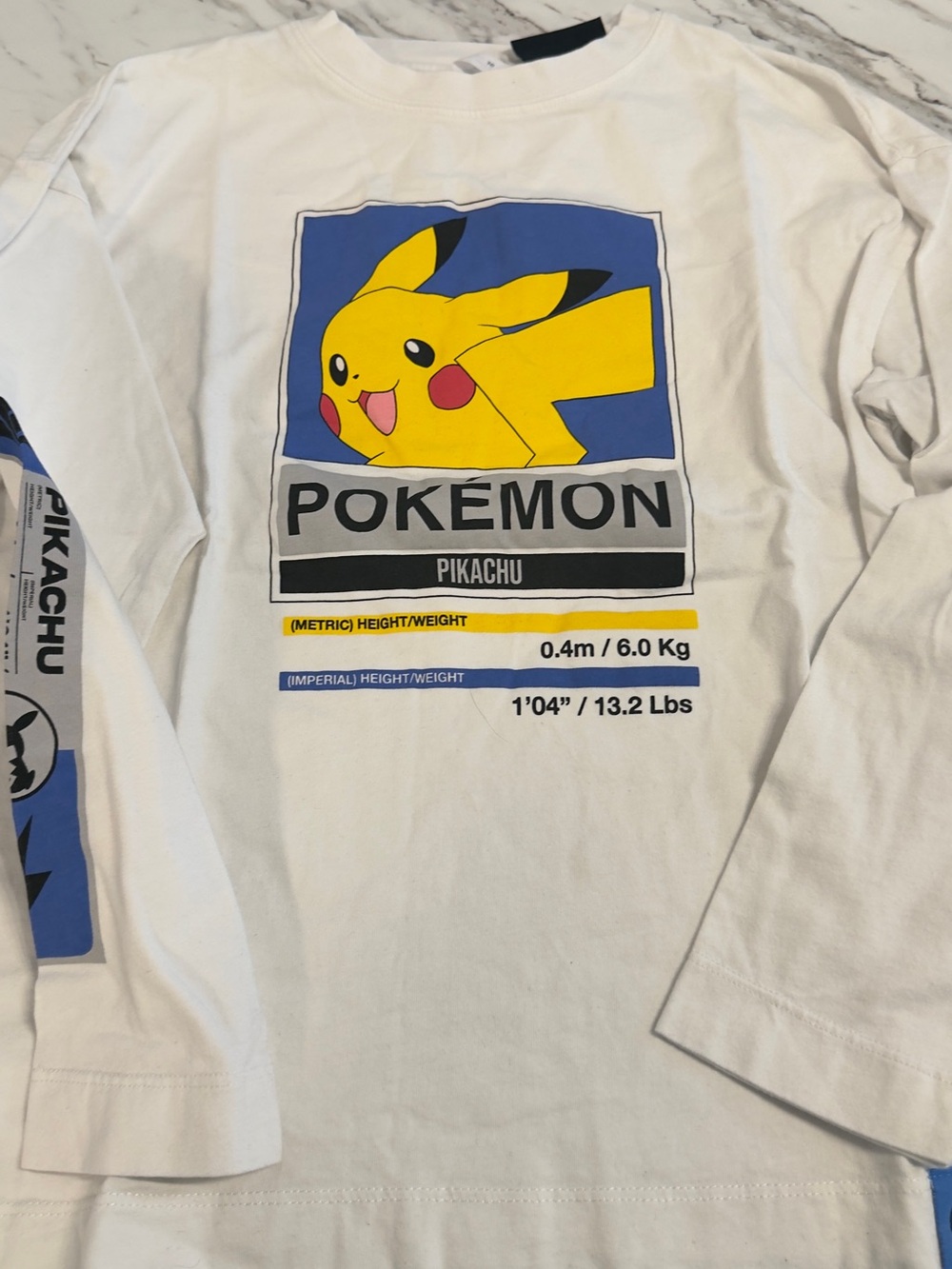 Zara White Kids Pikachu Graphic Tee with Yellow, Blue, Red Accents